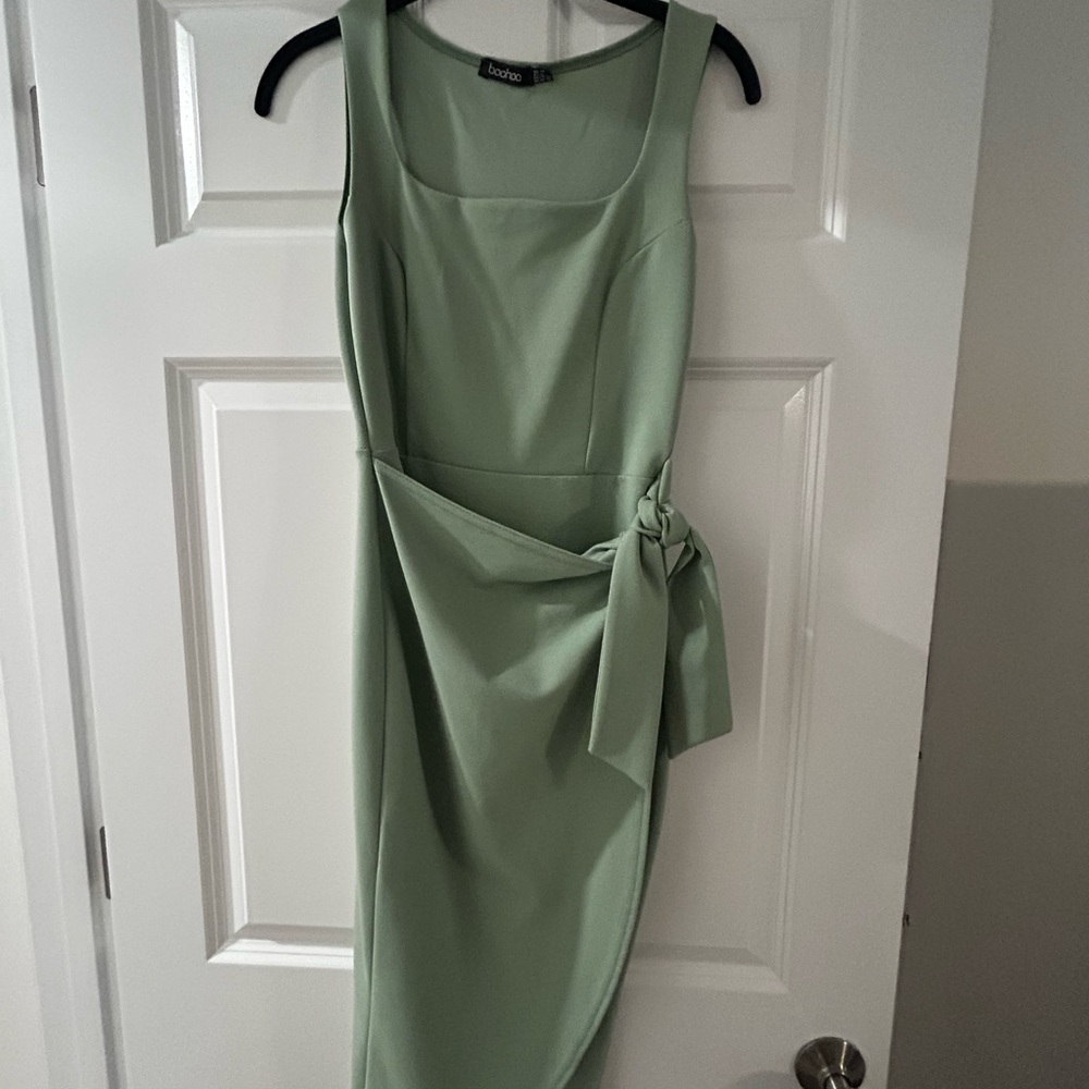Boohoo Sage Green Midi Dress